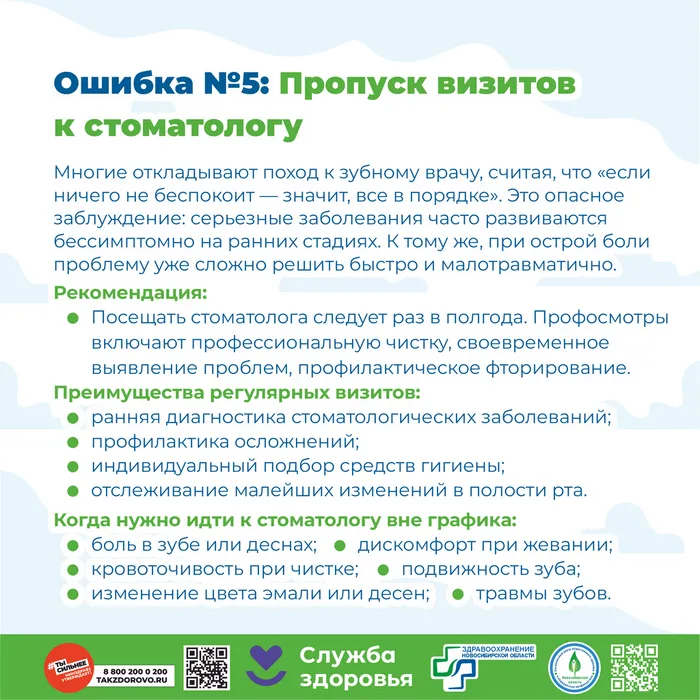 5 основных ошибок при уходе за зубами8